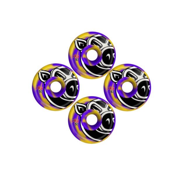 Ruedas Pig Wheels Head Swirl C Line Morado Amarillo 53mm - Imagen 2