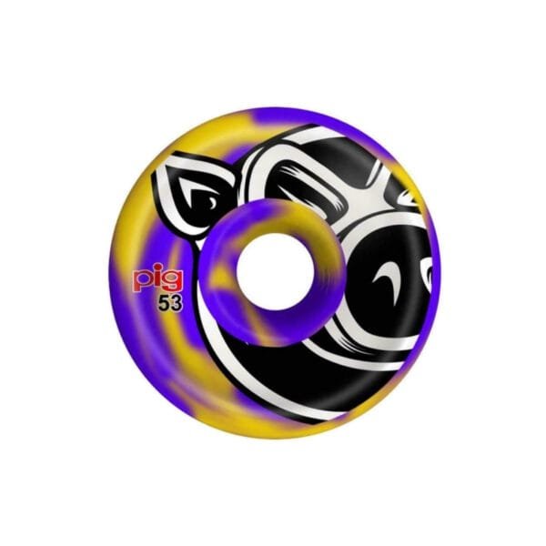 Ruedas Pig Wheels Head Swirl C Line Morado Amarillo 53mm