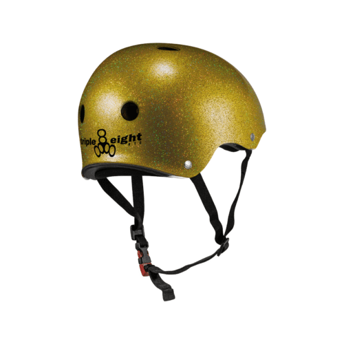 Casco Certificado Triple 8 Sweatsaver Gold Glitter S/M - Imagen 2