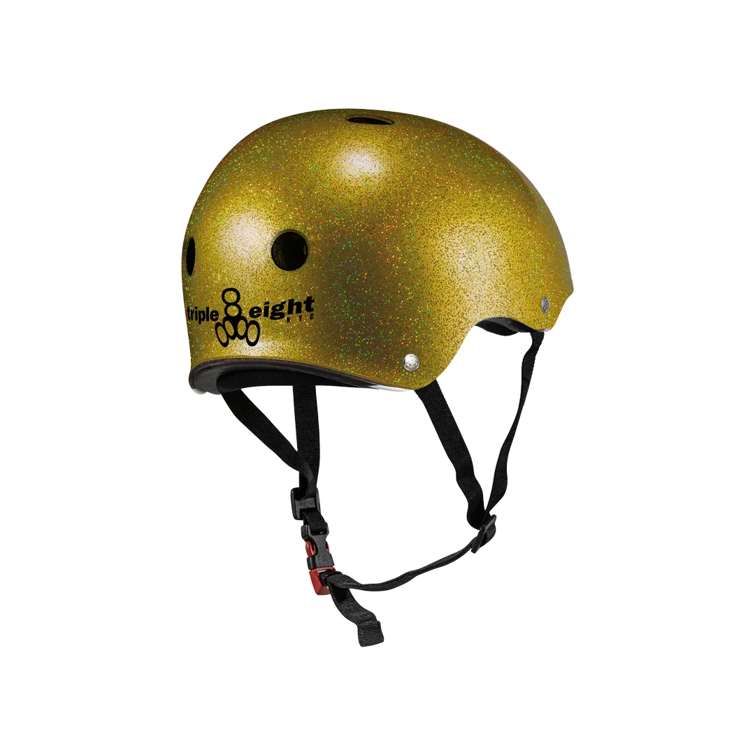 Casco Triple 8 Certificado Sweatsaver Gold Glitter S/M - Imagen 3