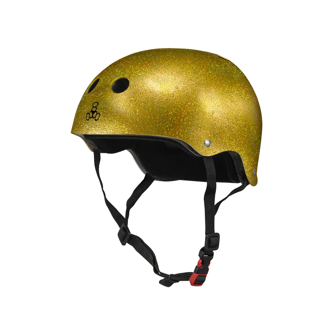 Casco Triple 8 Certificado Sweatsaver Gold Glitter S/M